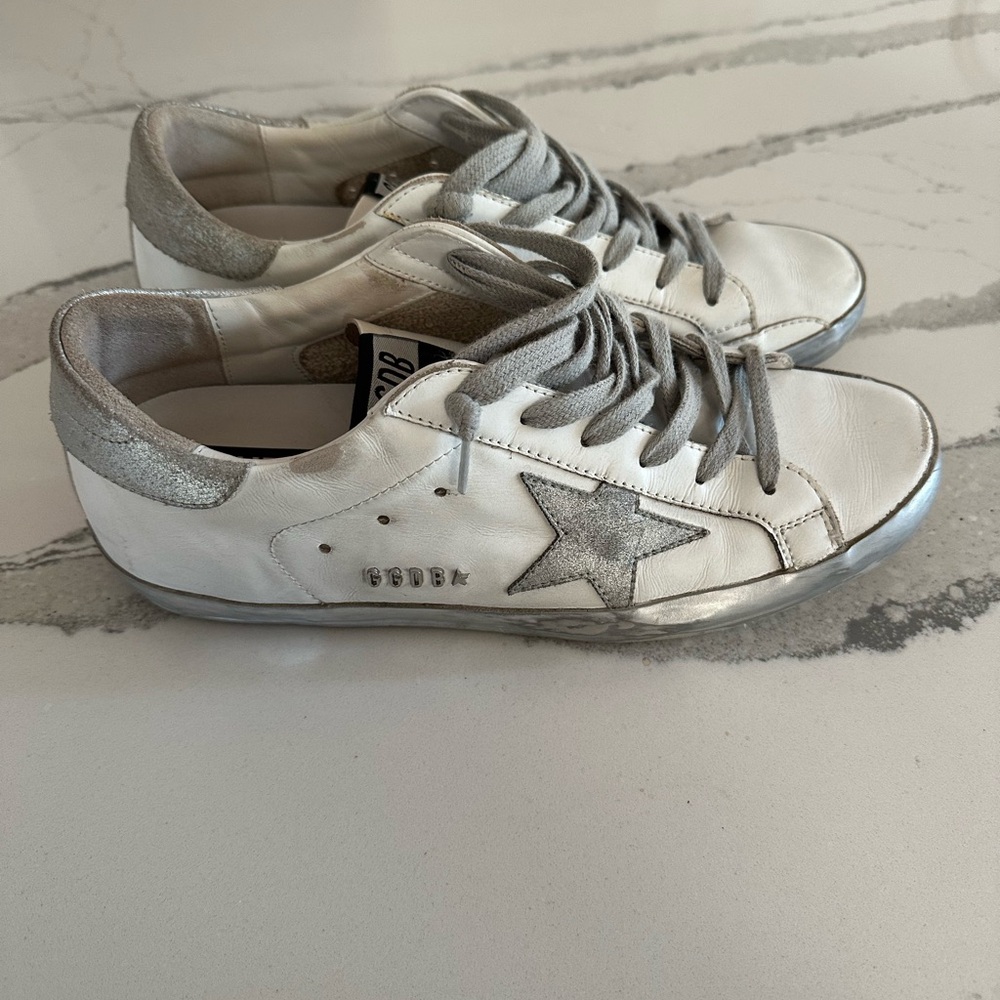 Golden Goose Women's White and Gray Star Sneakers